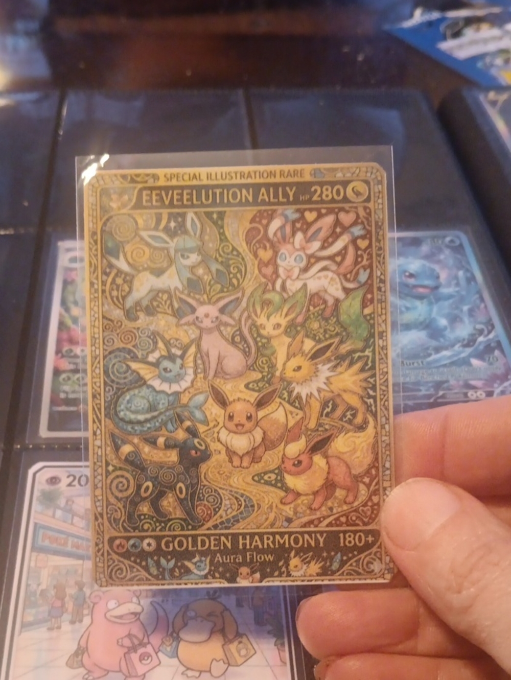 Eeveelution Ally Golden Harmony Art Card - Gold Accent Home Art